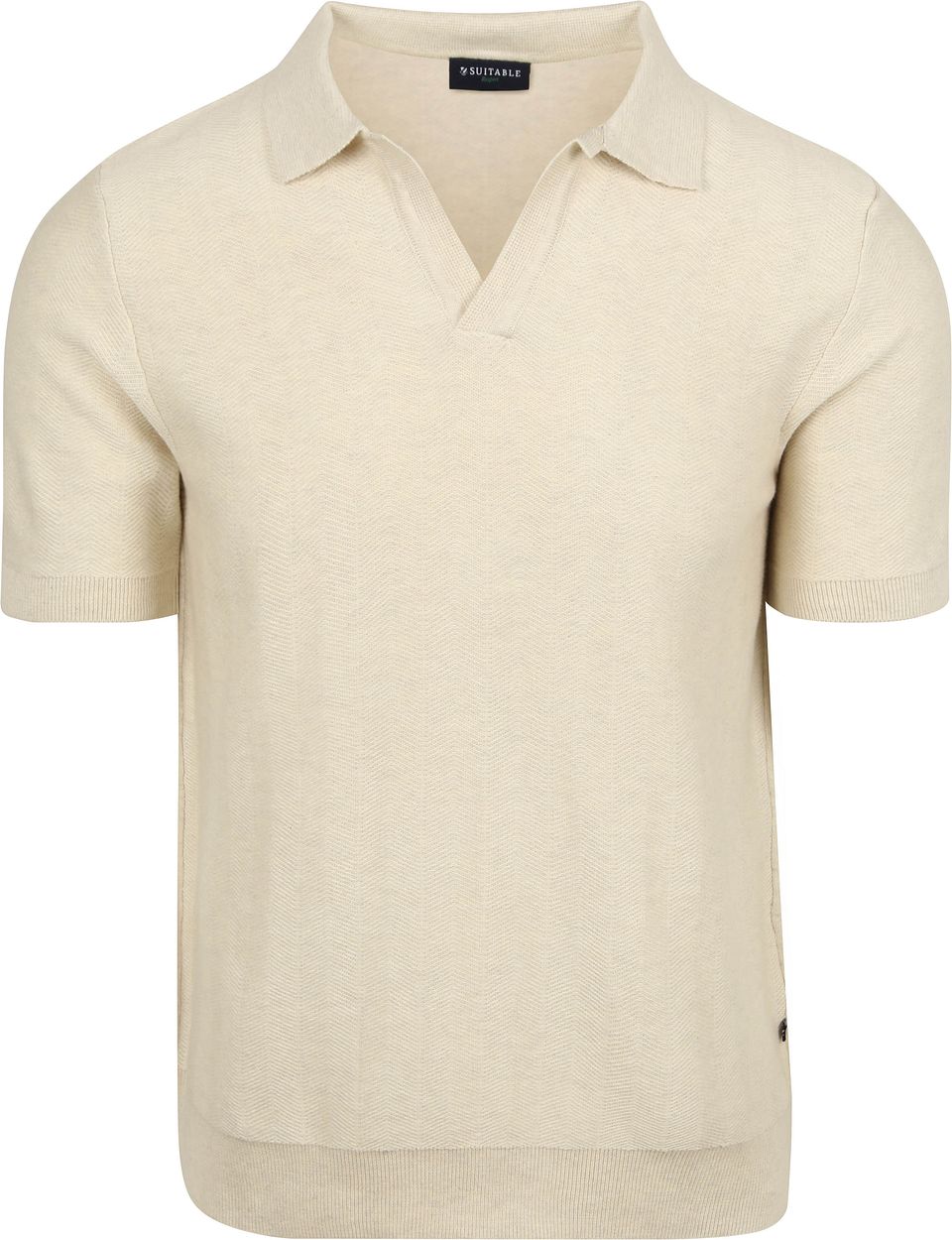 Stickad Polo Riva Harring Ecru Beige Off-White Storlek