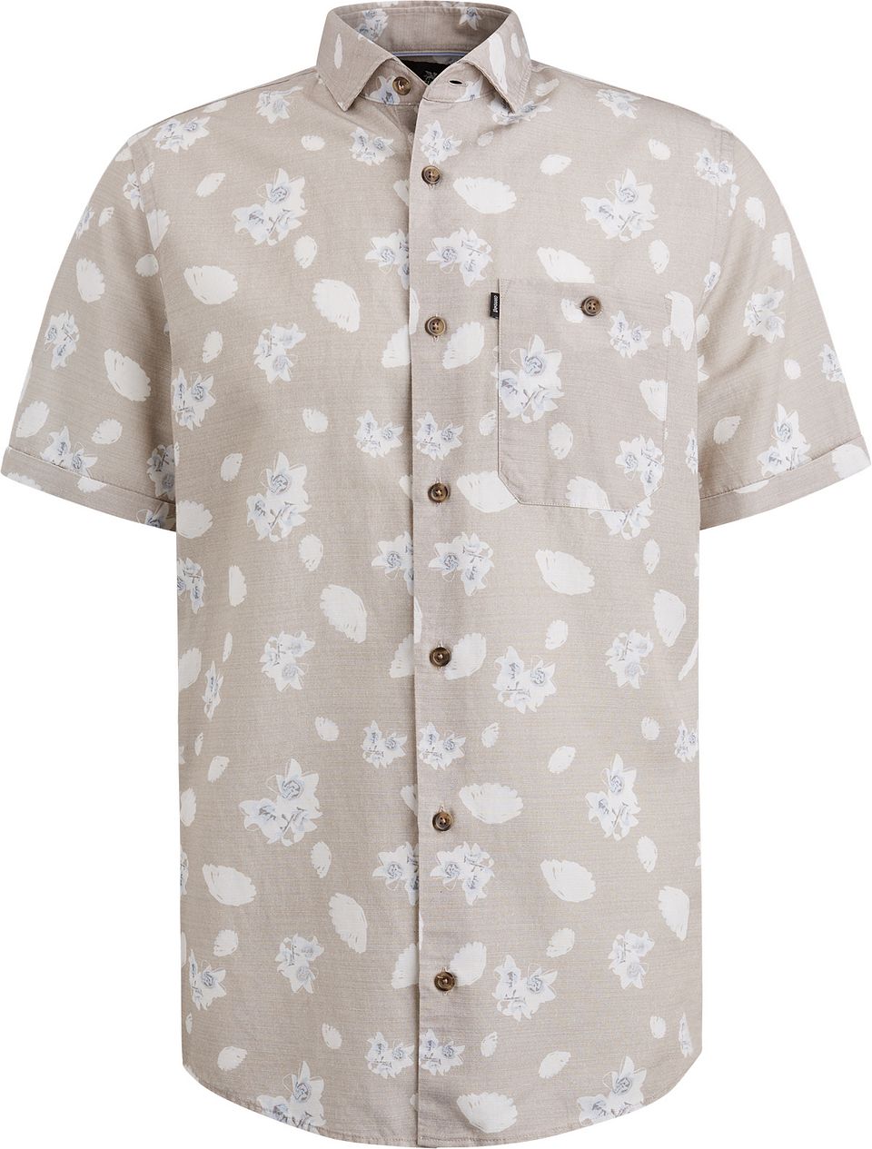 Kortärmad Linneskjorta Beige Storlek