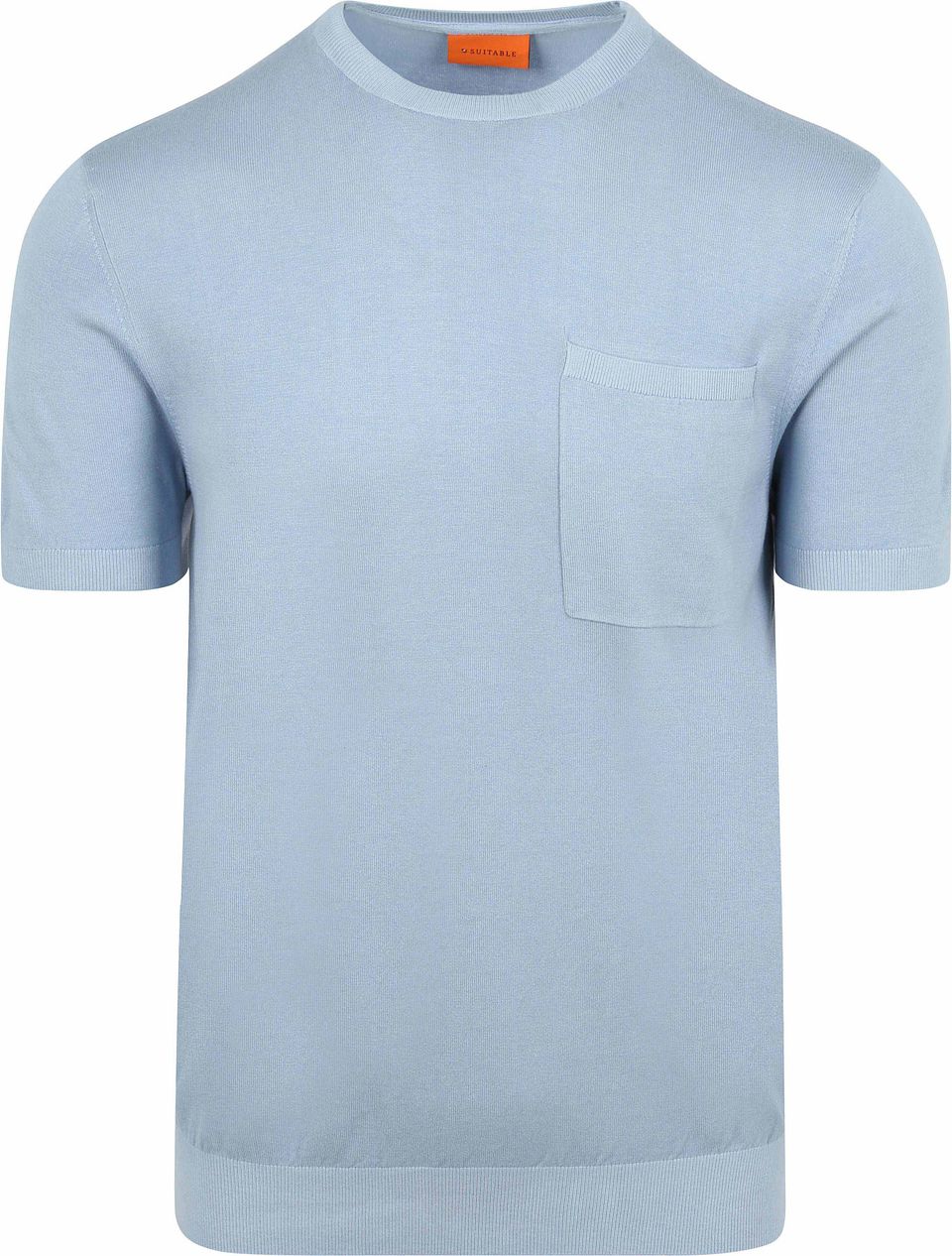 Stickad T-shirt Ficka Kompakt Blå Ljusblå Storlek