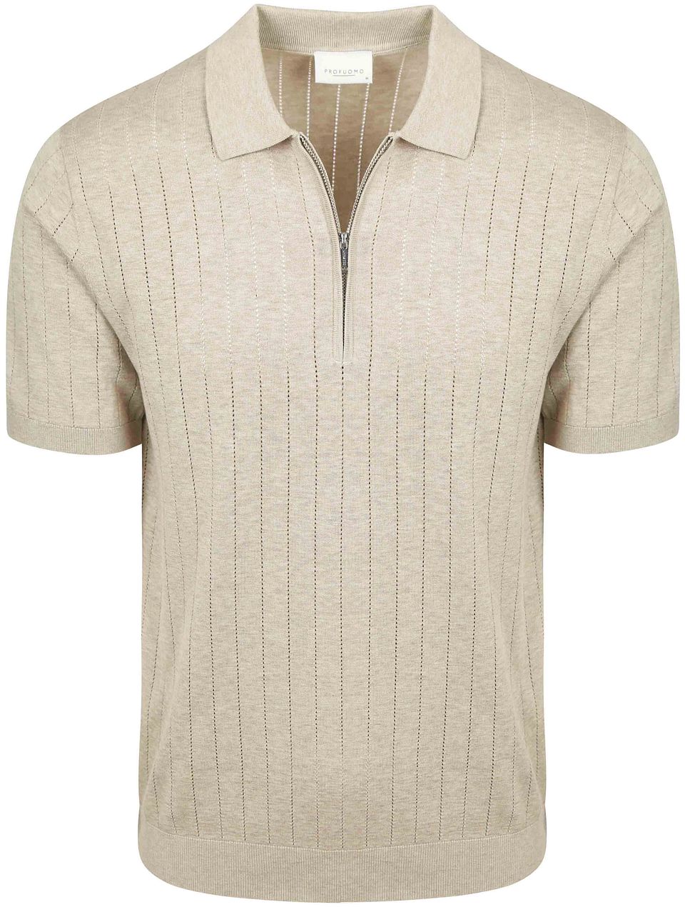 Knitted Half Zip Poloshirt Dropneedle Beige Storlek