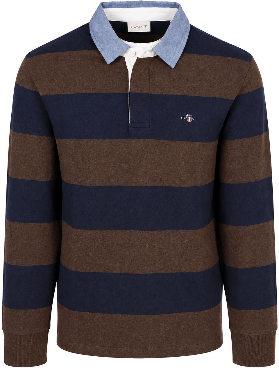 Rugger Shield Piké Randig Navy/Brown Brun Mörkblå Blå