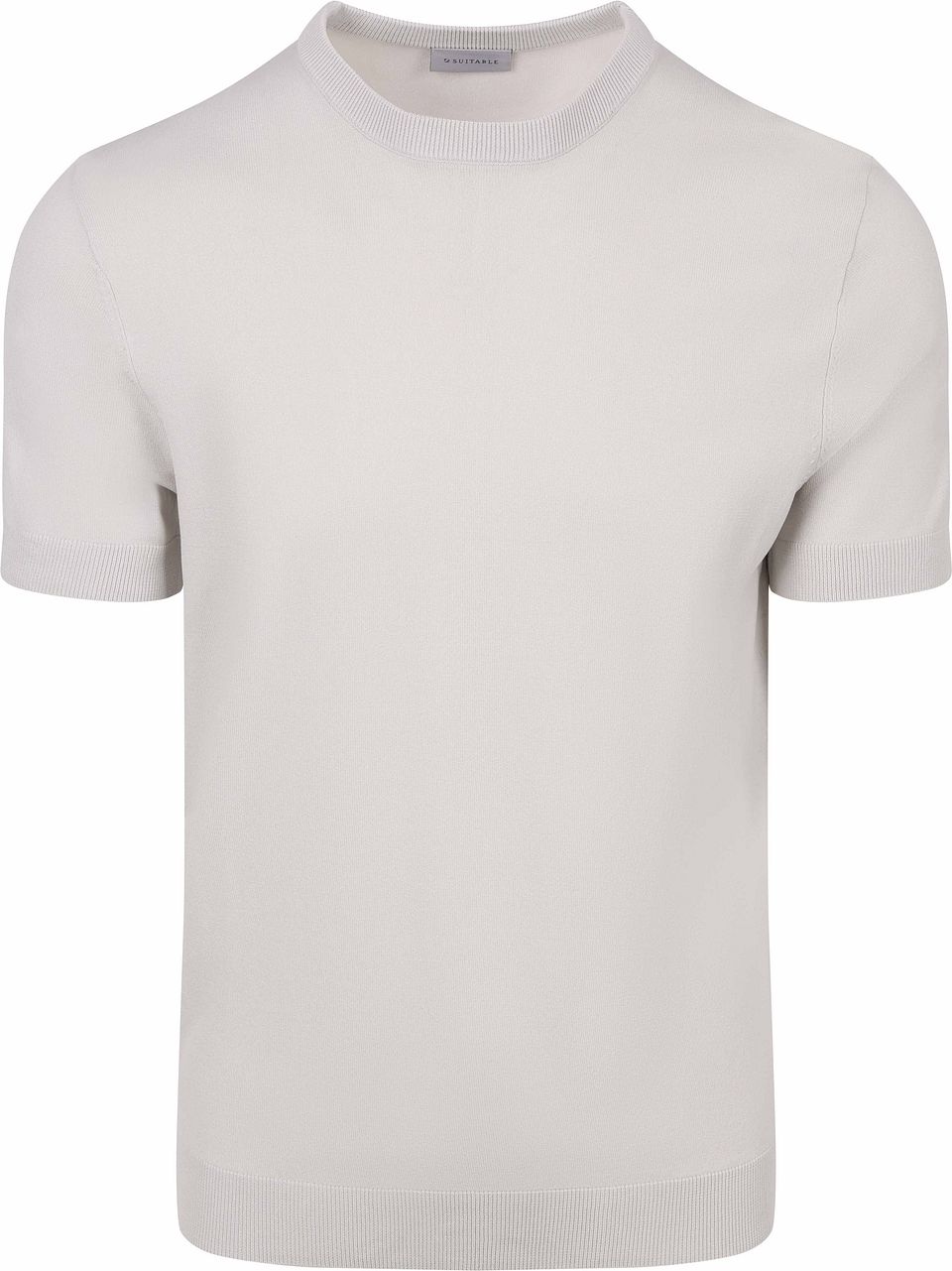 Silver Wake Stickad T-shirt Ecru Beige Grå