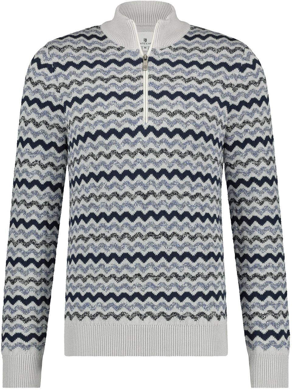 Halv Zip Gråblå Print Blå Grå Storlek