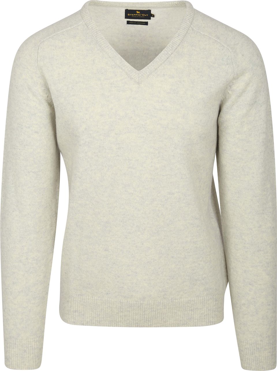 Tröja V-ringning Lammull Grå Beige Storlek