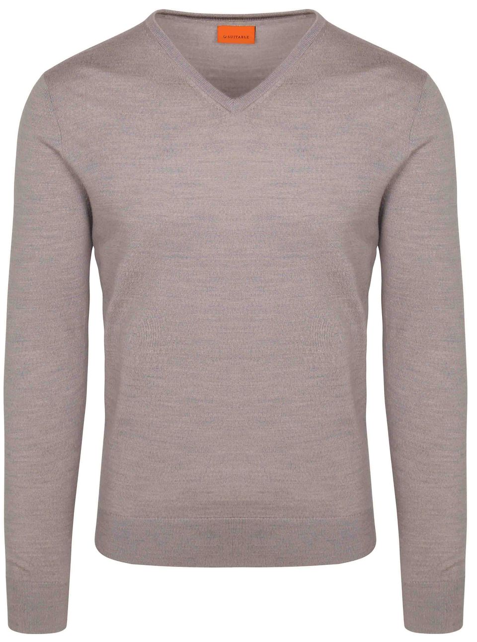 Merino Pullover V-hals Beige Grå