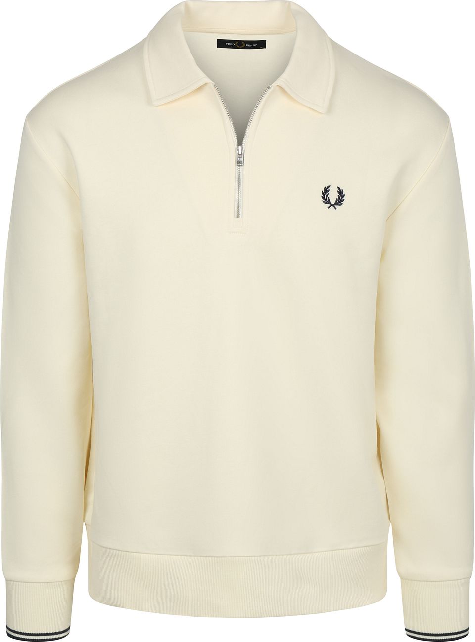 Långärmad Piké Half Zip Ecru Off-White Vit Storlek