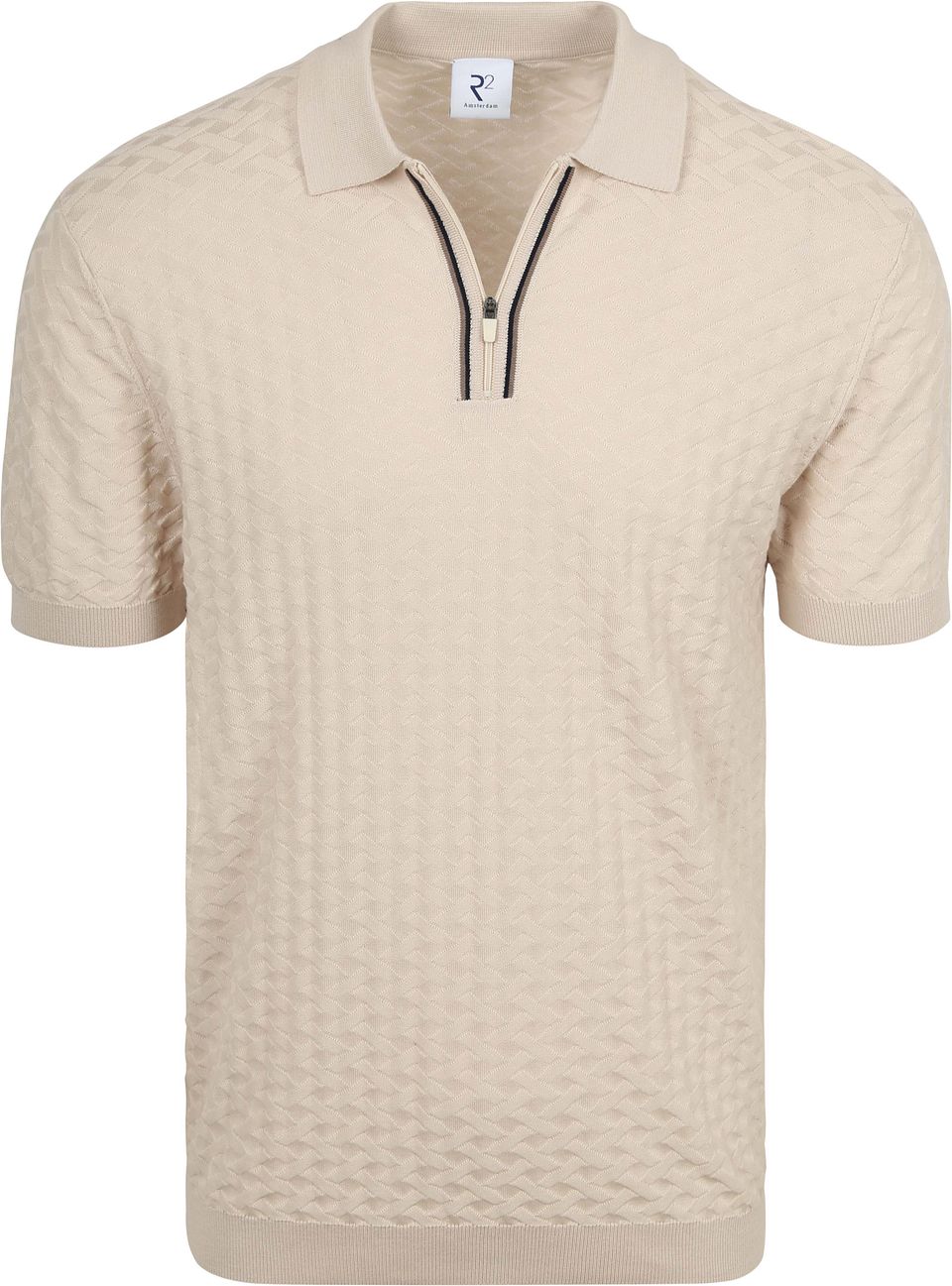 Stickad Piké Beige Storlek