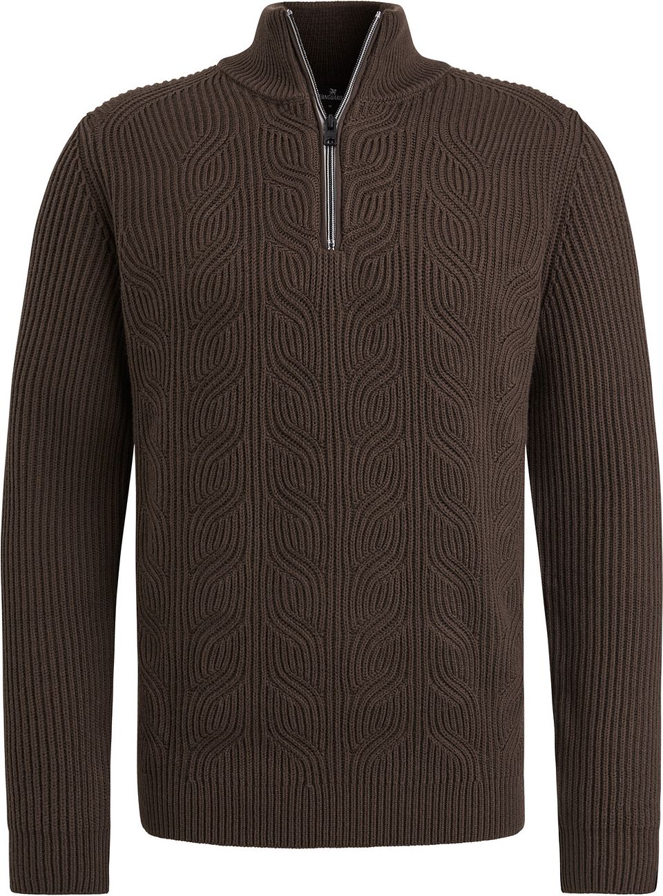 Half Zip Tröja Struktur Ullmix Brun Storlek
