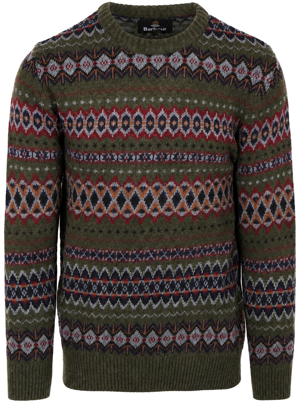 Fairisle Pullover Ull Mångfärgad Grön Mörkgrön Storlek