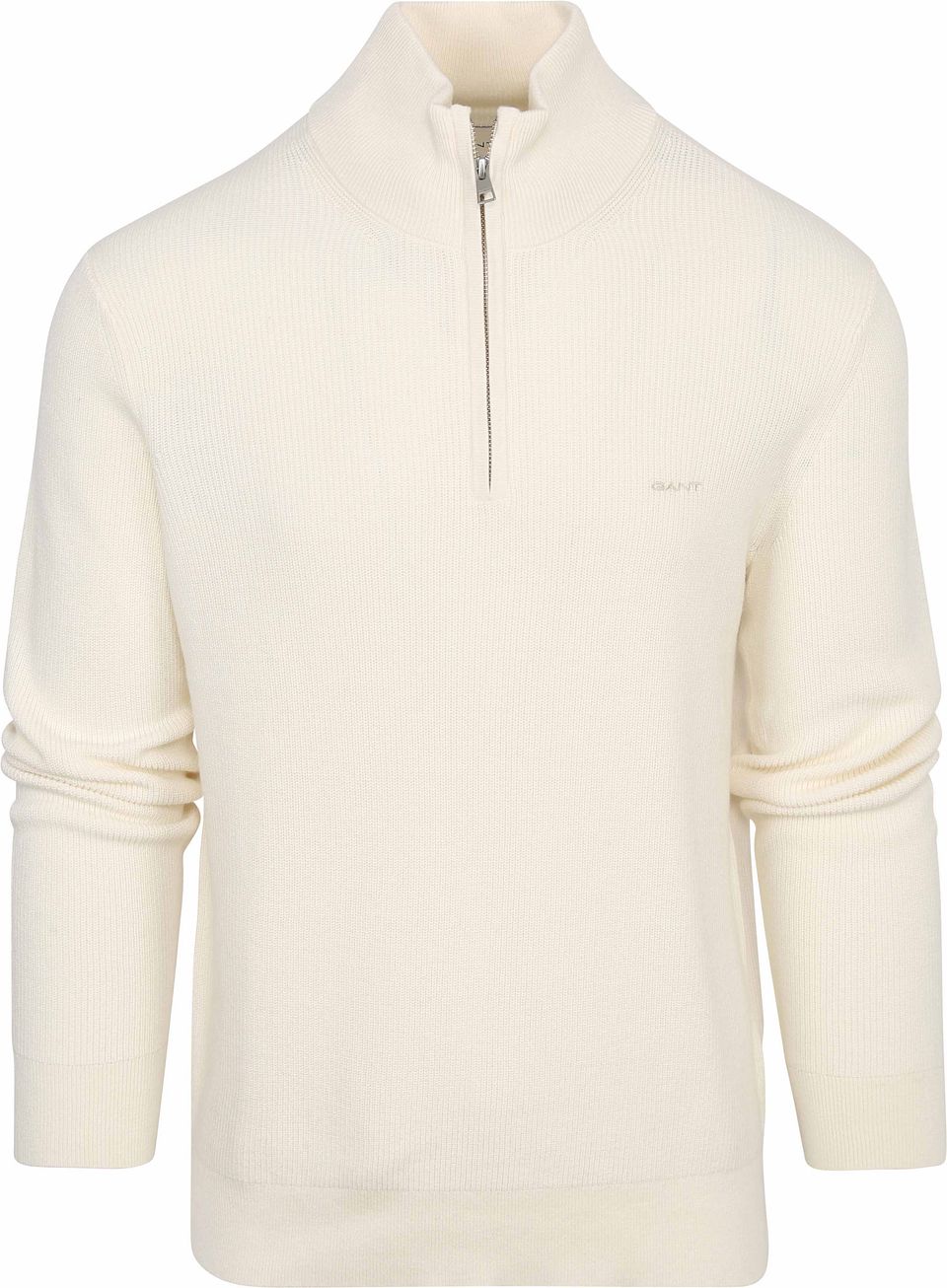 Halfzip Tröja i ullblandning Ecru Off-White Storlek