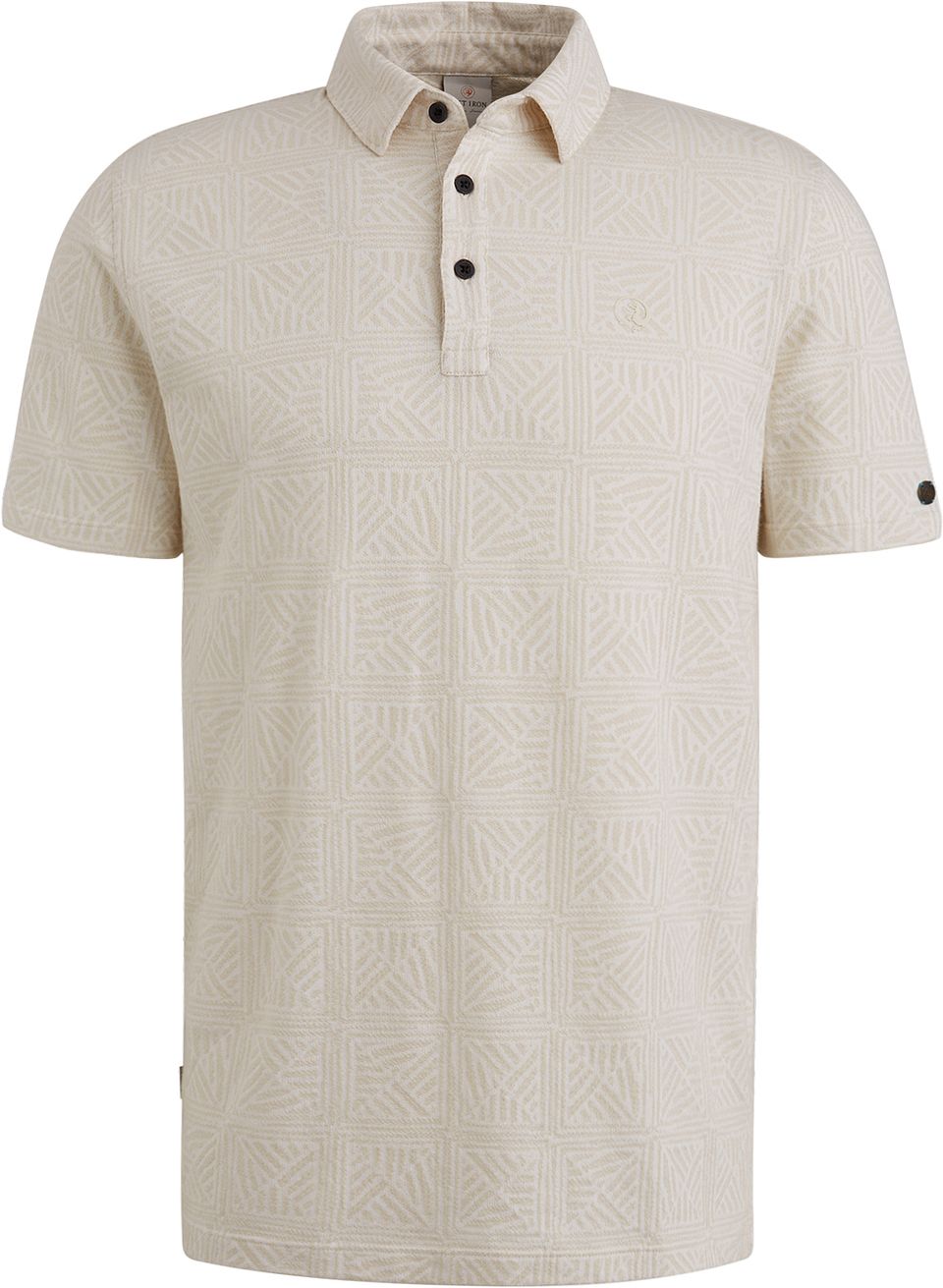 Pikétröja med Jacquardmönster Ecru Off-White Beige Storlek