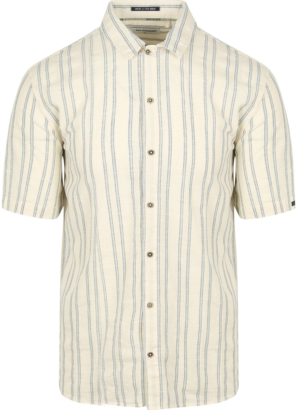 Kortärmad Skjorta Randig Ecru Off-White Beige Storlek
