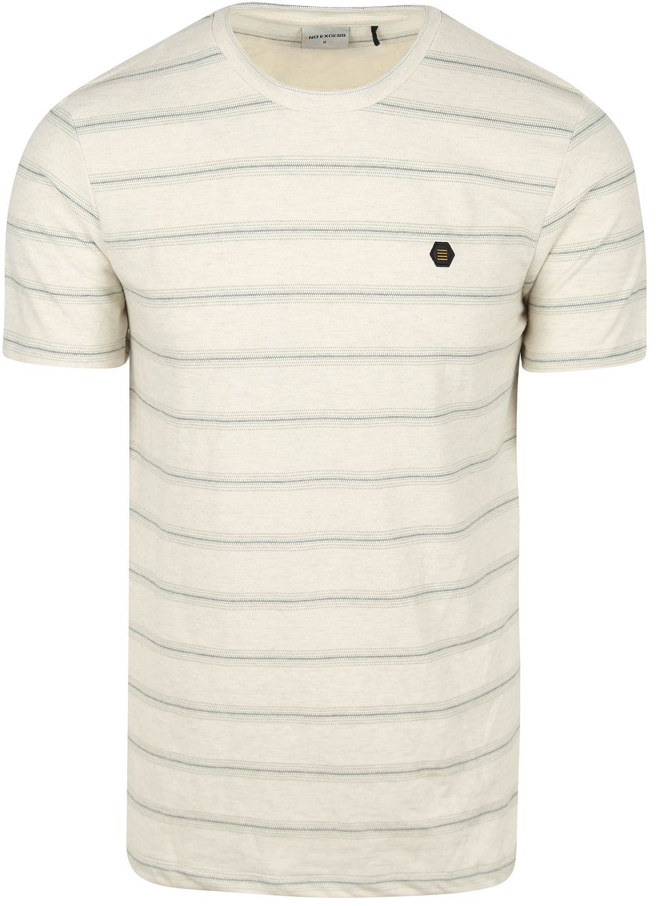 T-shirt Crewneck Jacquardrandig Ecru Off-White Vit Storlek