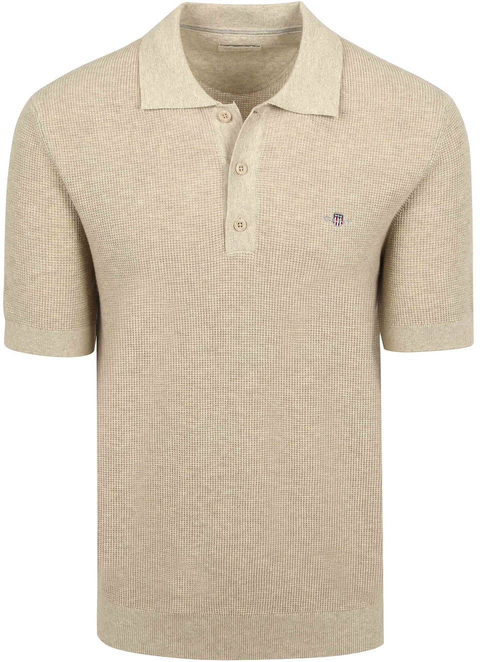Stickad Pikétröja Beige Storlek