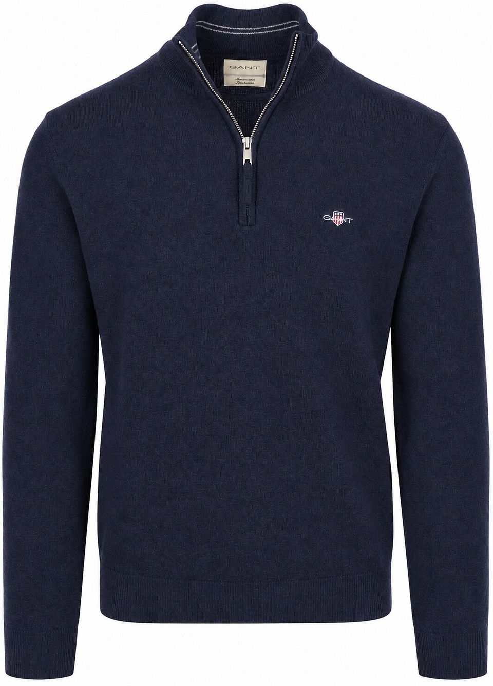 Half Zip Tröja Lammull Navy Blå Mörkblå Storlek