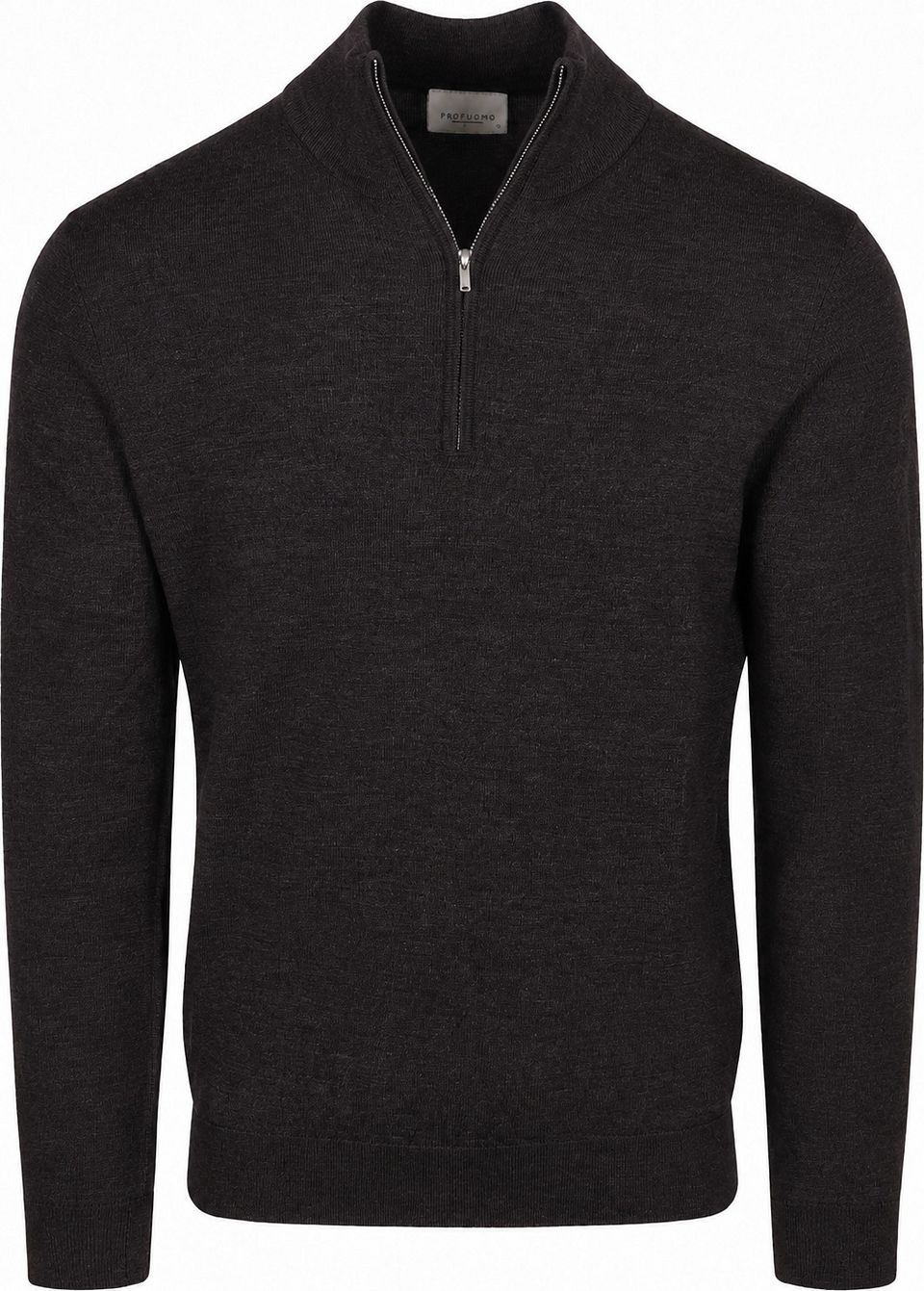 Half Zip Tröja i Merinoull Mörkbrun Brun Storlek