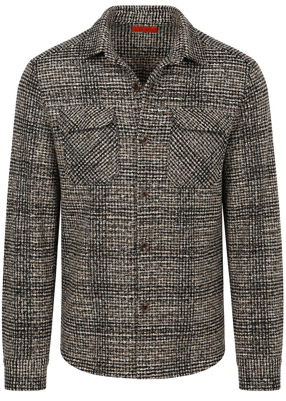 Overshirt Ullblandning Rutig Brun Beige