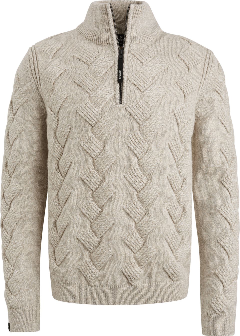 Half Zip Tröja Struktur Ullmix Ecru Beige Storlek