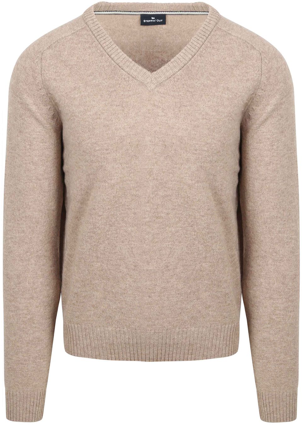 V-ringad Tröja i Lammull Beige Storlek