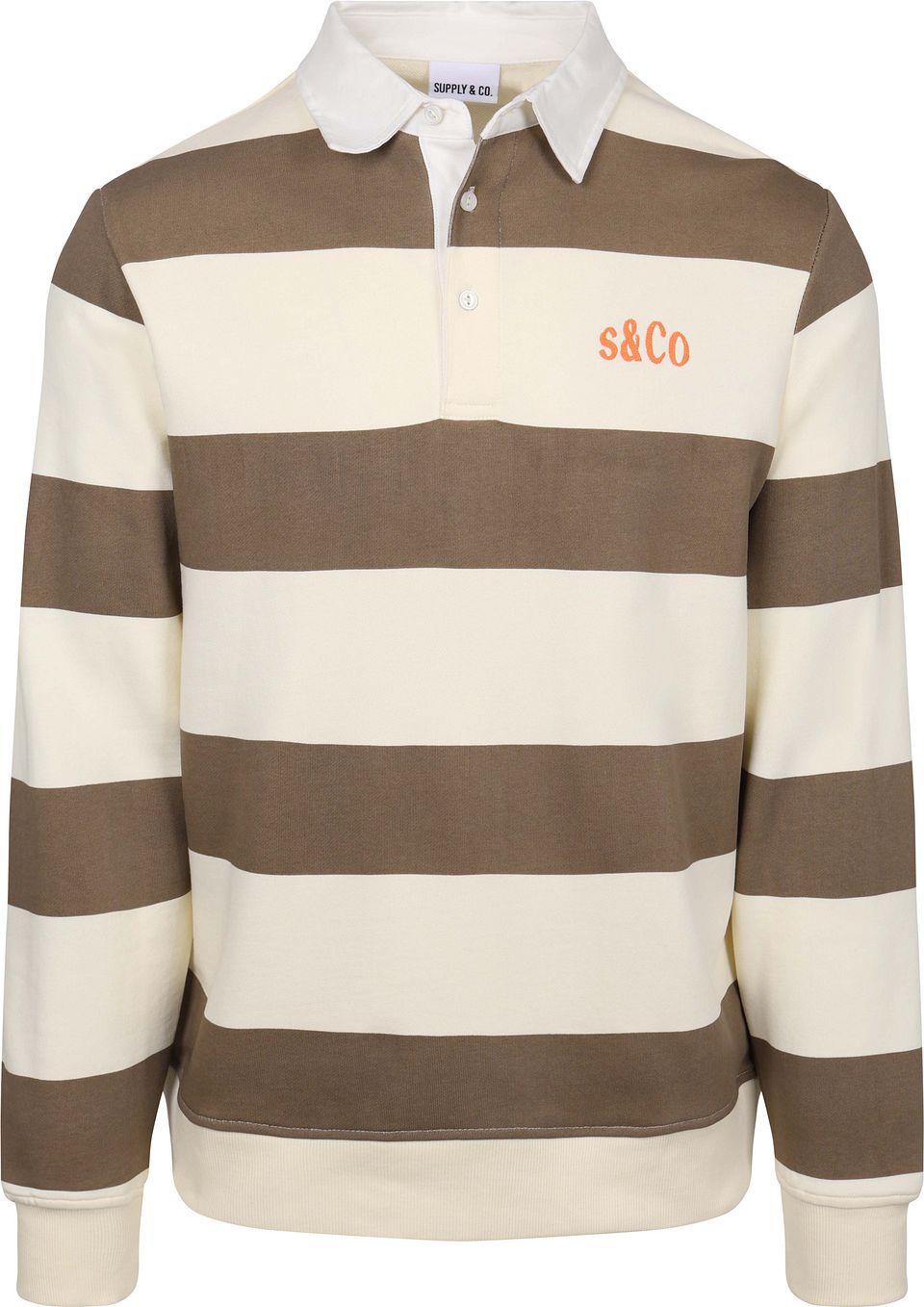 Långärmad Polo Randig Beige Brun