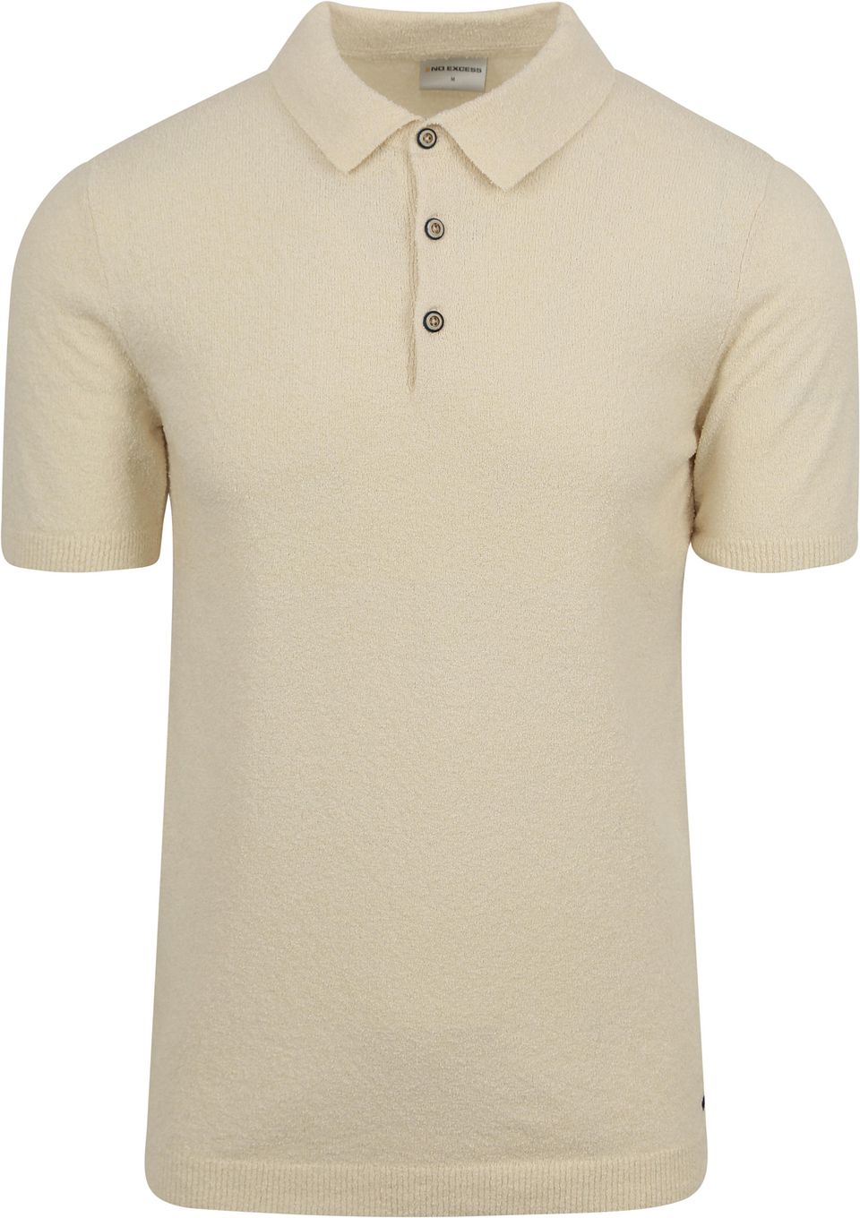 Stickad Polotröja Struktur Ecru Beige Off-White Storlek