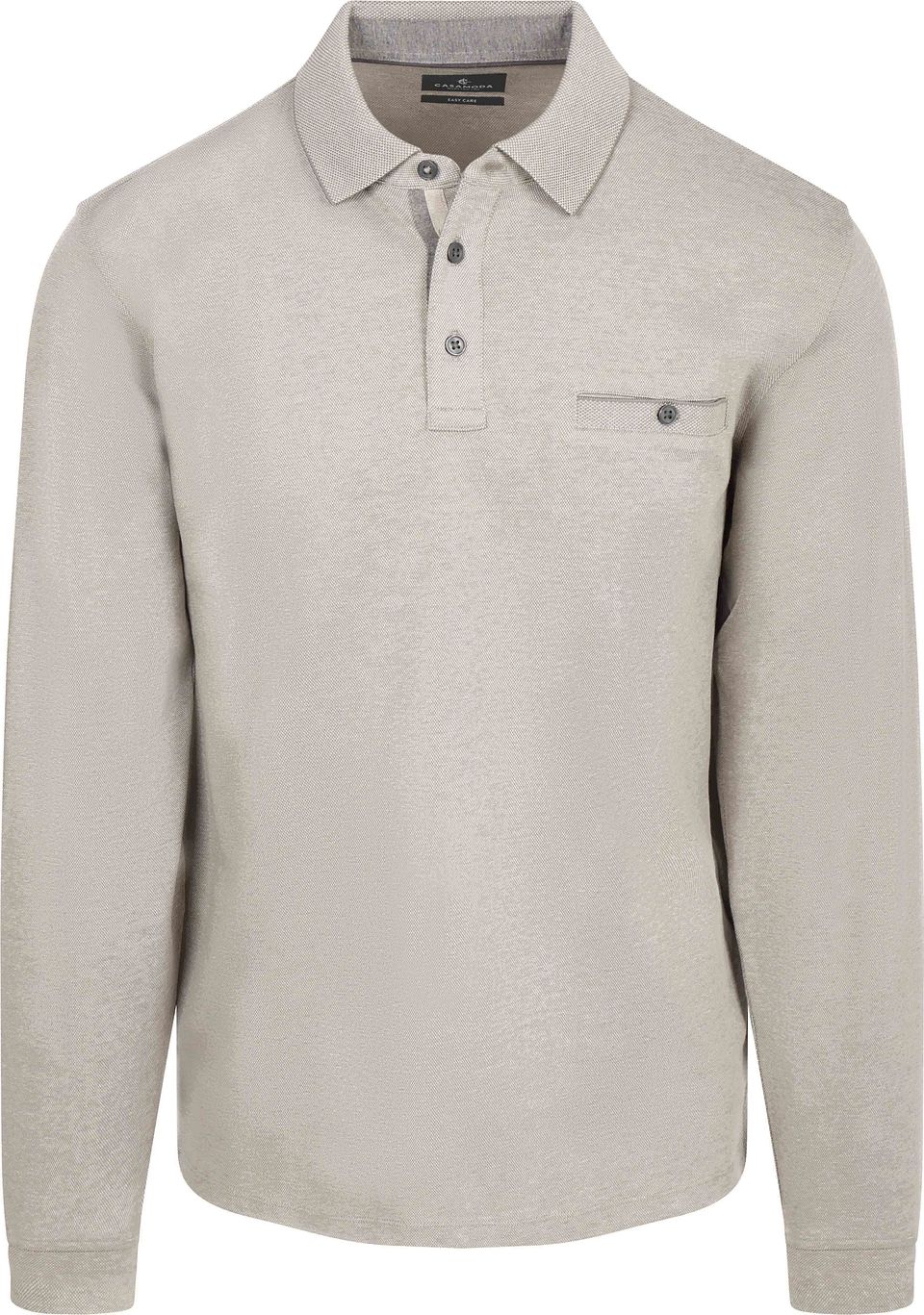 Structure Pikétröja Lång Ärm Grey Taupe Grå