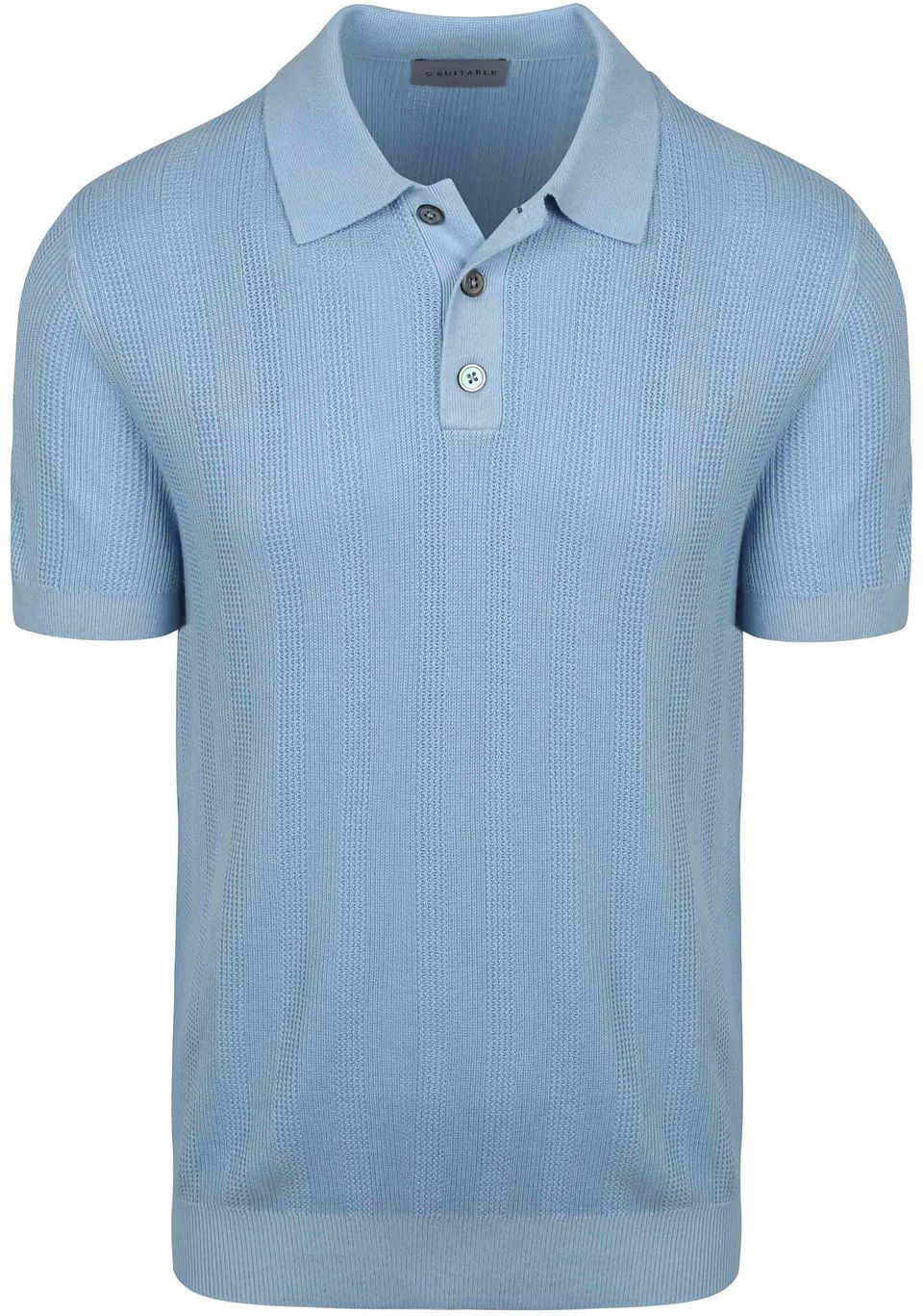 Stickad Polo Jacquard Ljusblå Blå Storlek