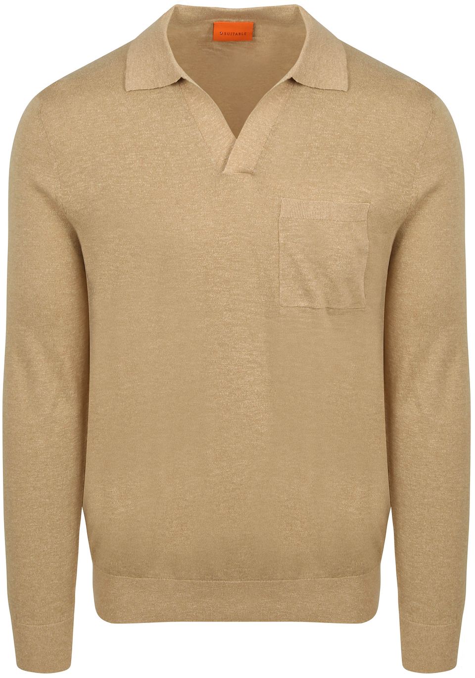 Långärmad Stickad Polo Riva Pocket Sand Beige Storlek