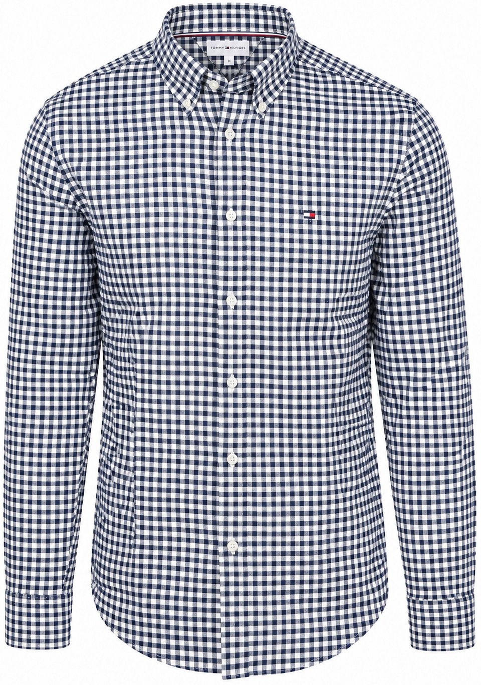 Flanell Skjorta Dobby Gingham Marinblå ruta