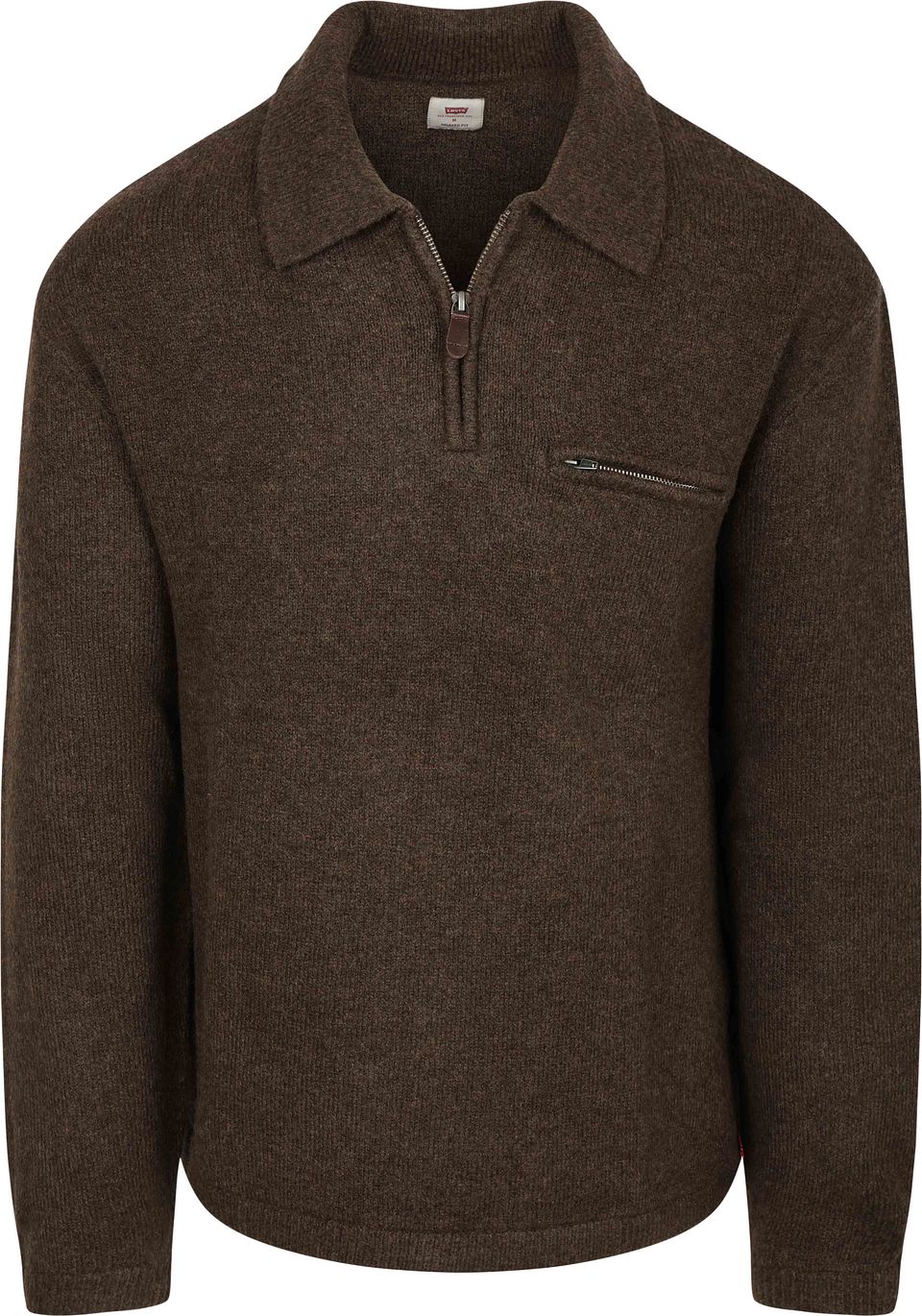 Långärmad Piké Half Zip Brun Storlek
