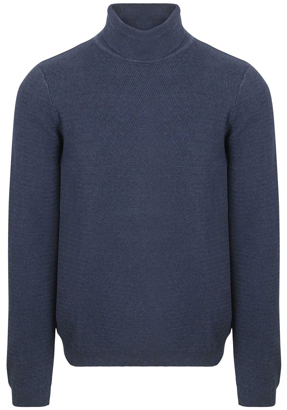 Rullkrage Struktur Melange Navy Blå Mörkblå Storlek