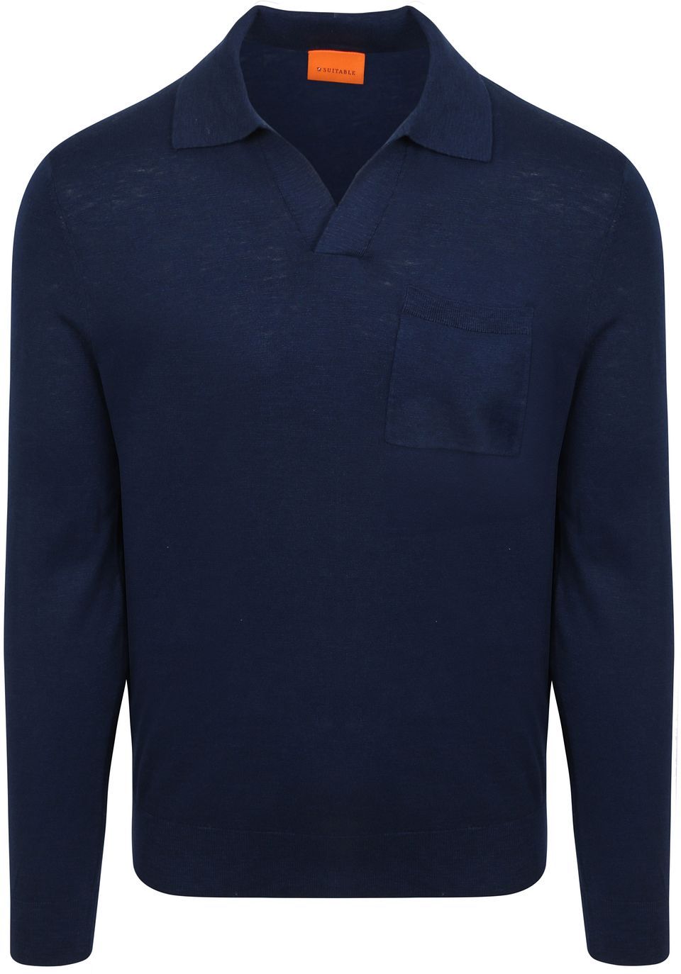 Långärmad Stickad Polo Riva Pocket