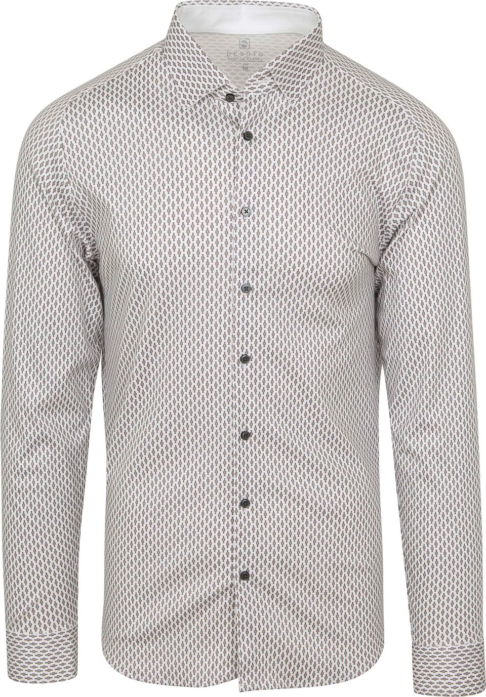 Skjorta Strykfri Full Print Vit Beige Storlek