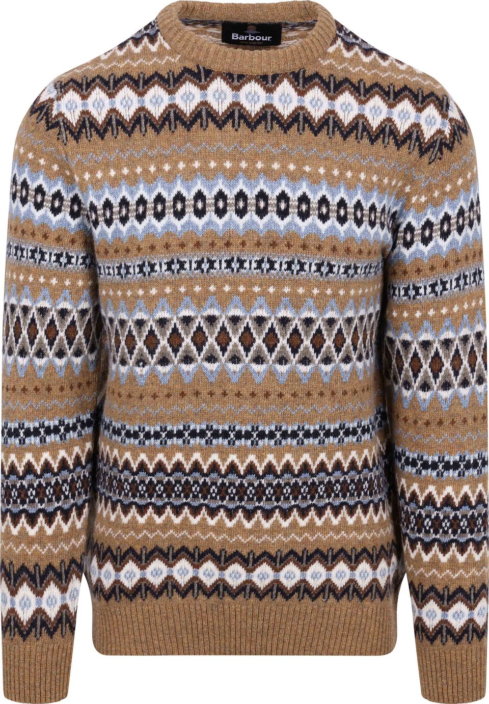 Fairisle Tröja Ull Camel Mångfärgad Khaki Brun