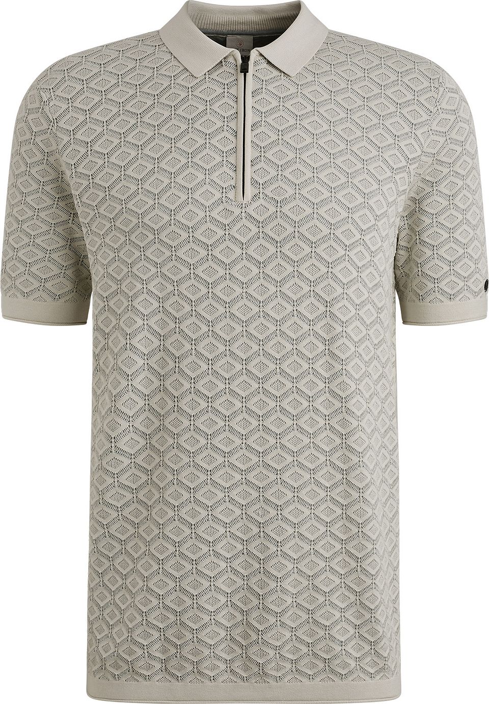Half-Zip Polo Struktur Ecru Beige Off-White Storlek