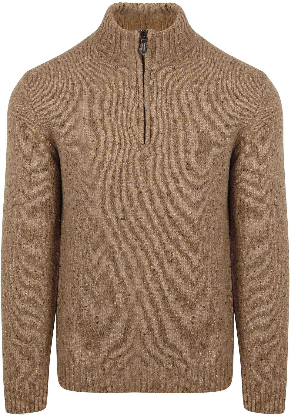 Half Zip Tröja Donegal Tweed Eco Wool Beige Storlek