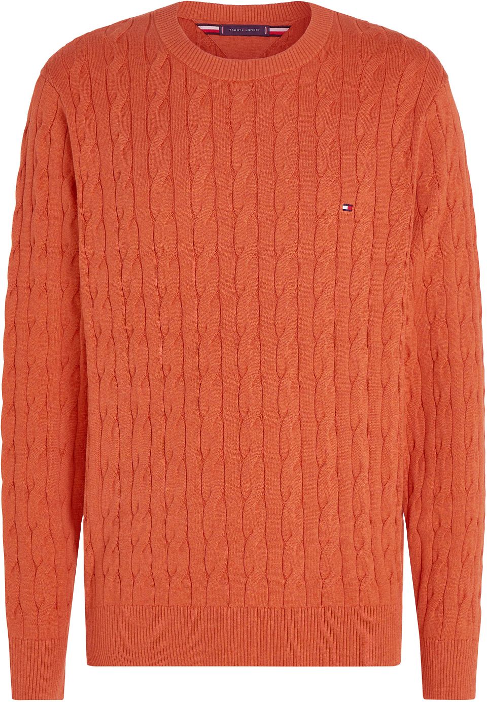 kabelstickad tröja, orange Orange Storlek