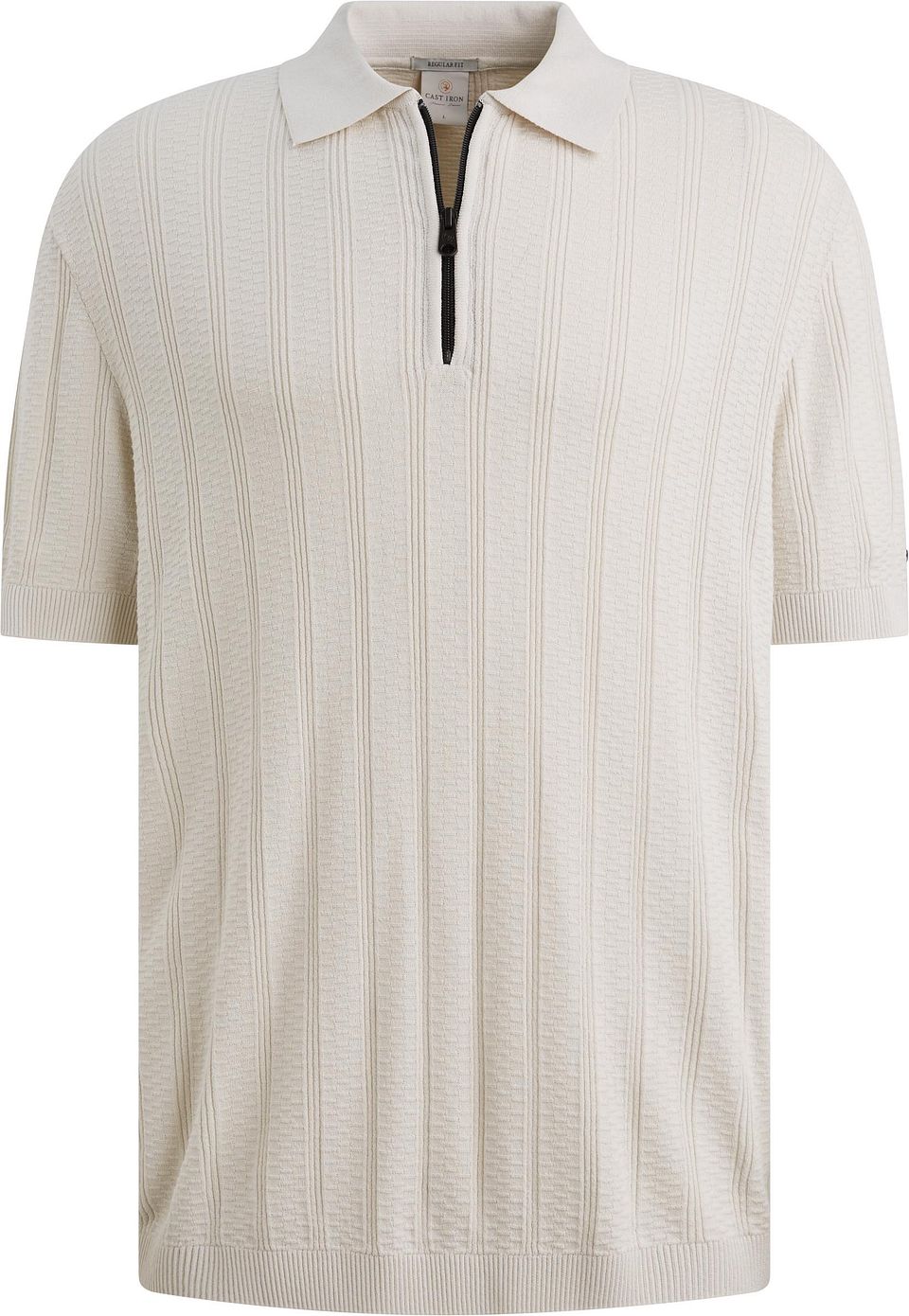 Halvzip Polo Structure Ecru Beige Storlek