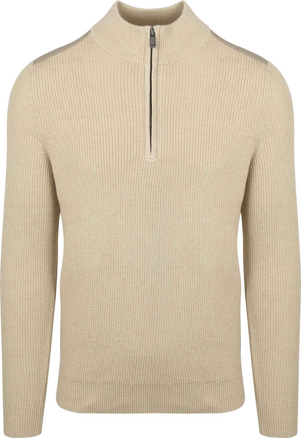 Half Zip Trui Patch Ecru Off-White Beige Storlek