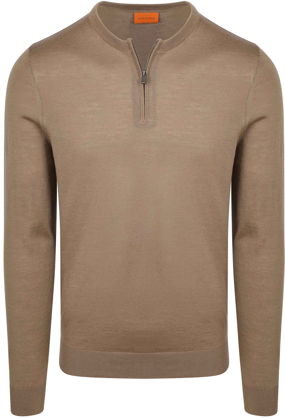 Crew Zip Merino Taupe Brun Storlek