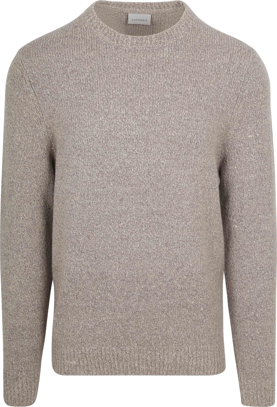 Tröja i valkad ull, taupe Taupe Brun Storlek