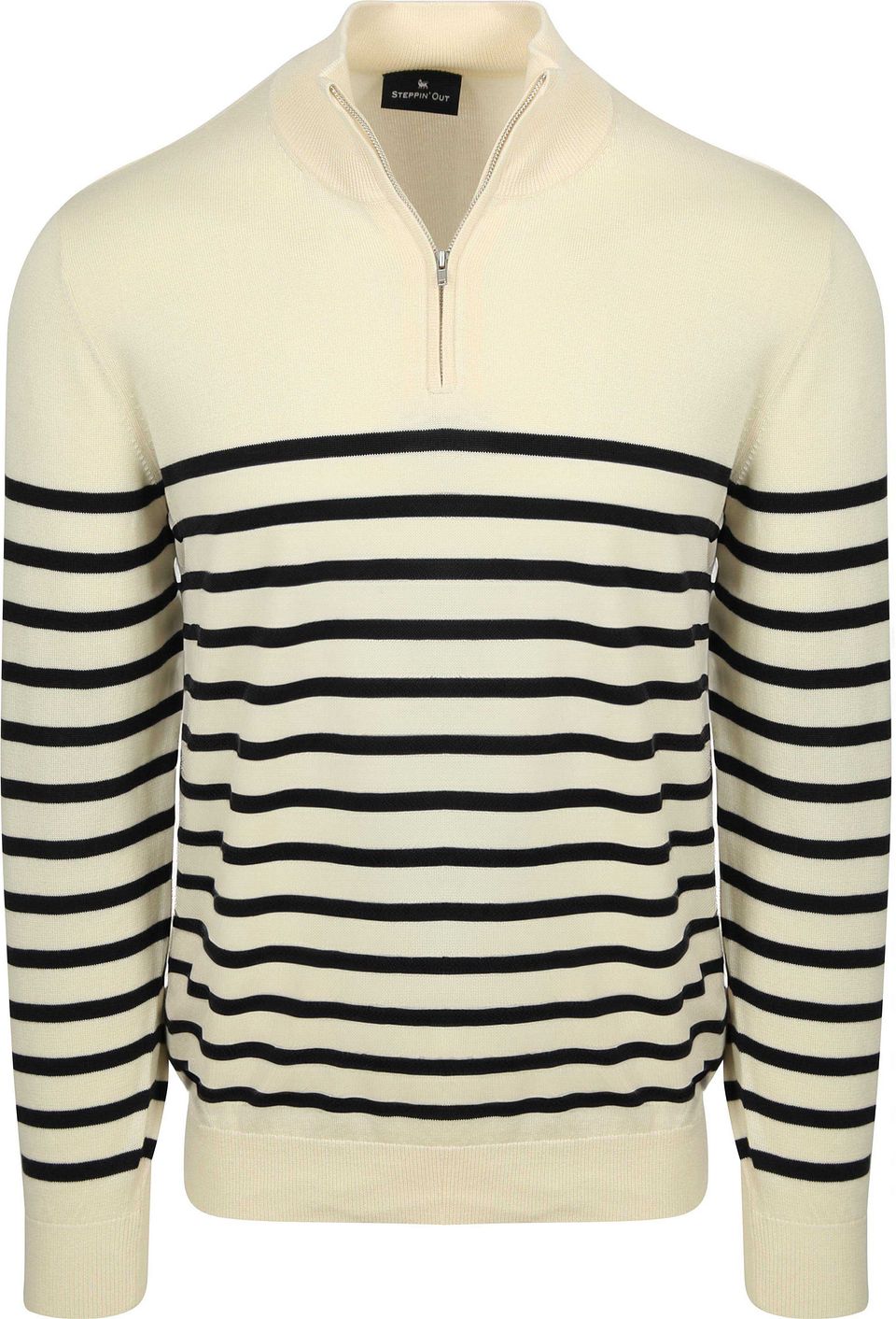 Halvzip Tröja Breton Stripe Ecru Off-White Vit Storlek