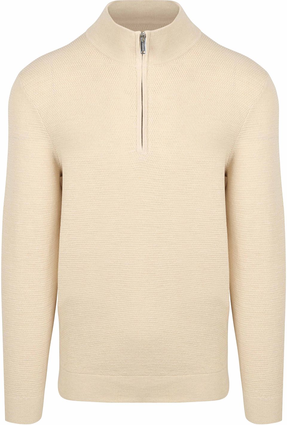Half Zip Tröja Strukturstickad Beige Storlek