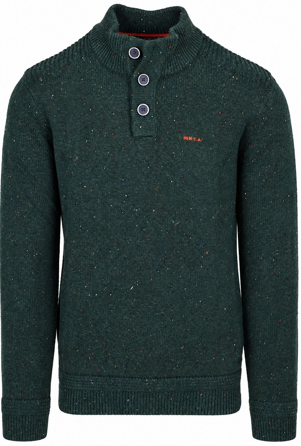 NZA Pullover Mocker Eltham Stickad melange i mörk huntergrön