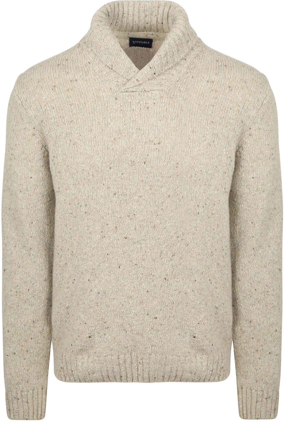Tröja Shawl Tweed Eco Wool Ecru Beige Off-White Storlek