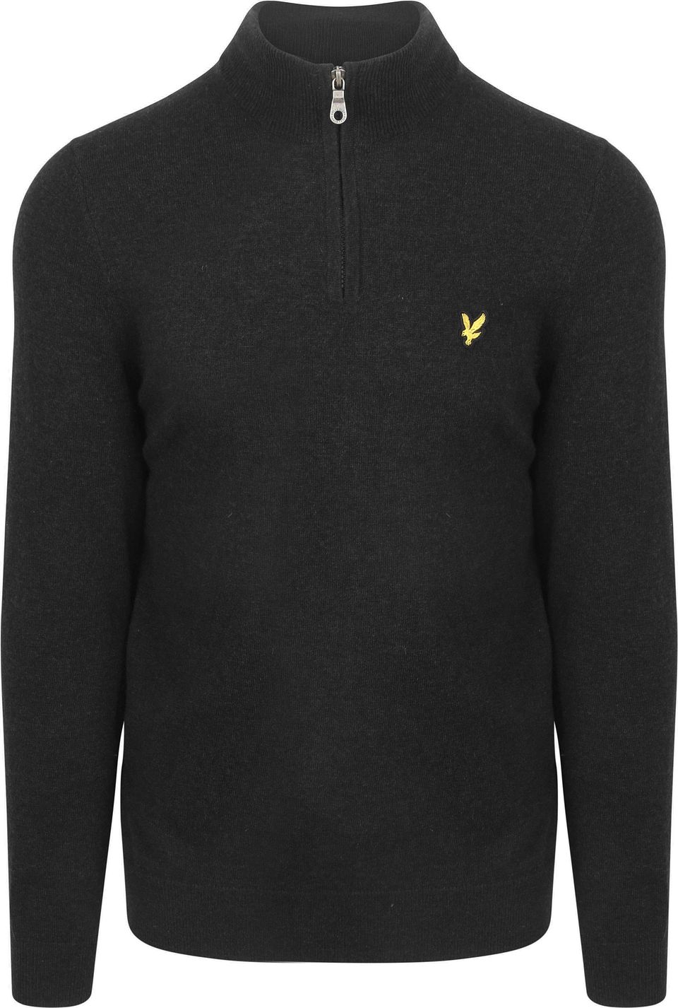 Lyle & Scott Tröja med Halv Dragkedja Lammull Svart Storlek