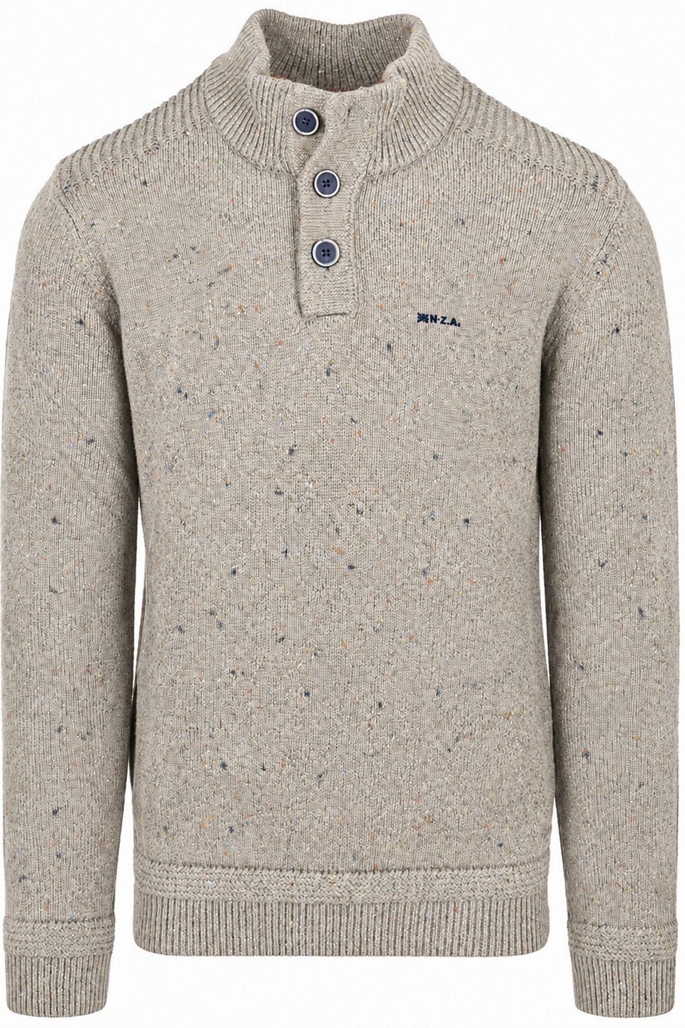 NZA Pullover Mocker Eltham Knit Melange Tan Sand