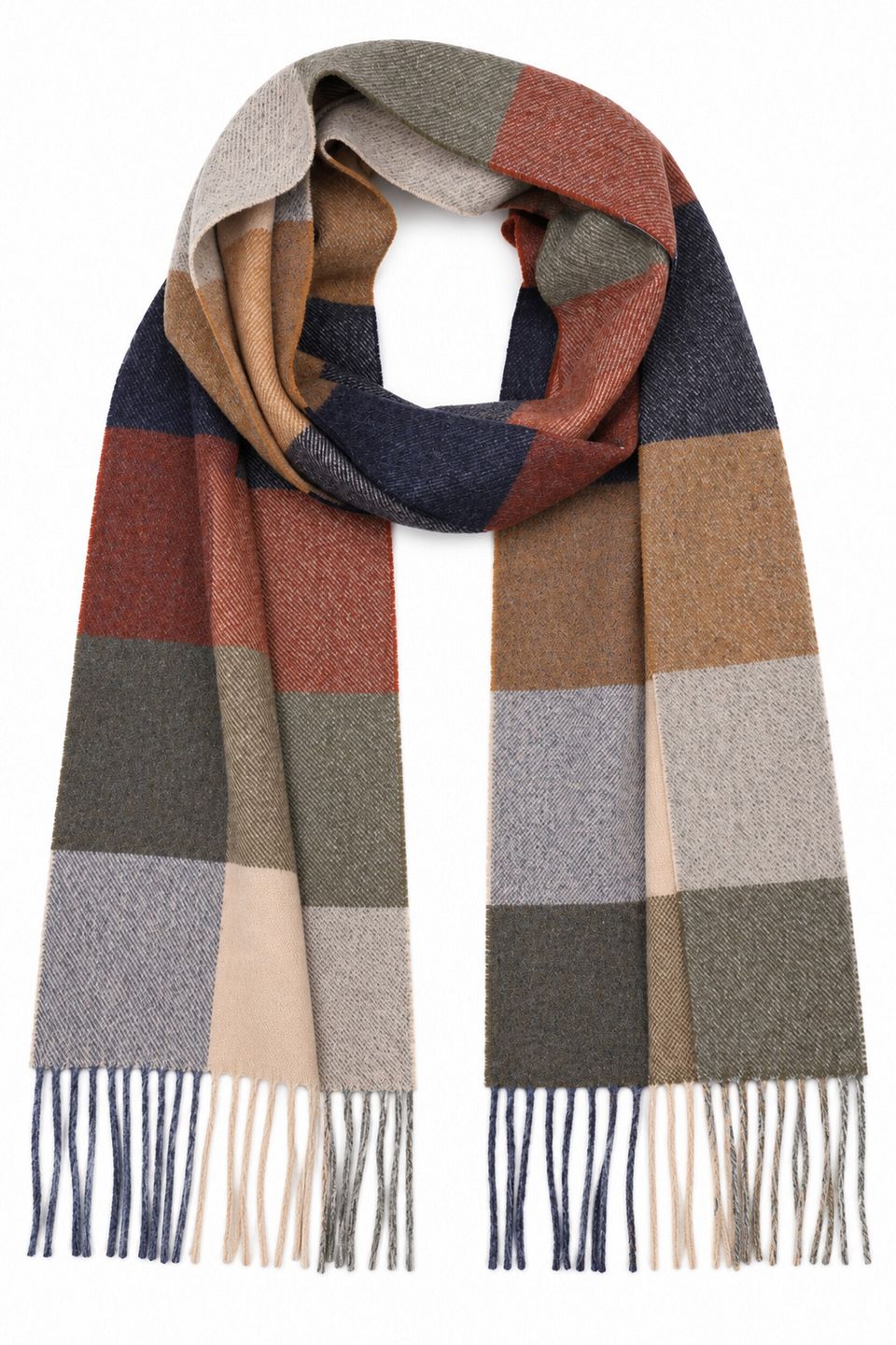 Halsduk Lammull Rutigt mönster Multicolour Mångfärgad Beige Röd