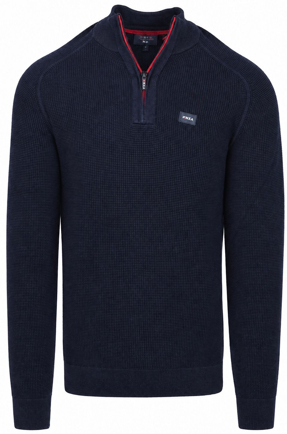 NZA Half Zip Slub Marinblå stickad Oxford