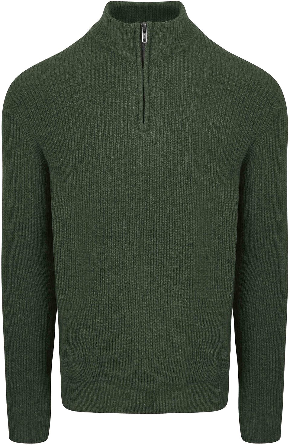 Half Zip-tröja Lammull Olivgrön Mörkgrön Grön Storlek